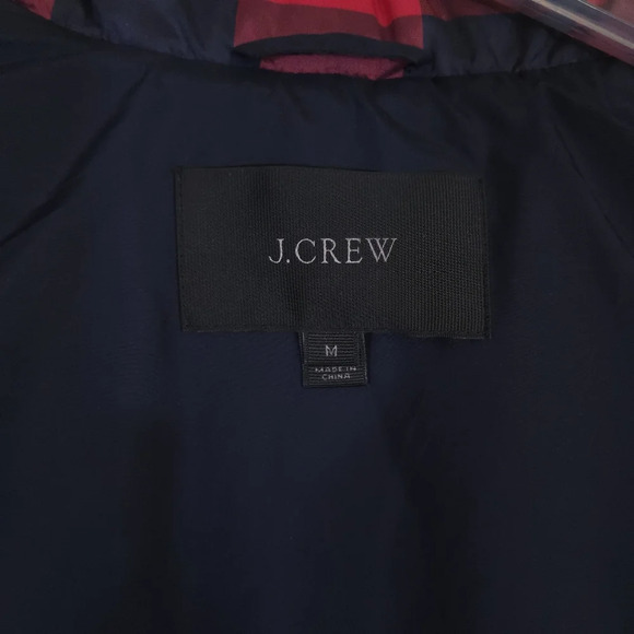 J. Crew Full Zip Quilted Puffer Vest Size Medium Buffalo Plaid Down Filled - Picture 2 of 7